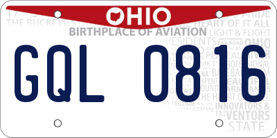 OH license plate GQL0816