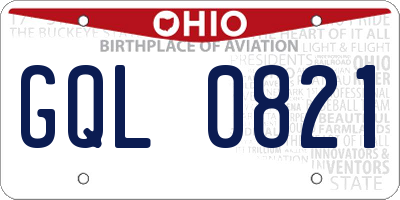 OH license plate GQL0821