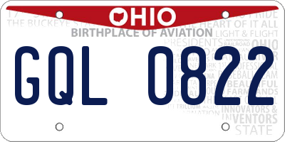 OH license plate GQL0822