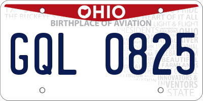 OH license plate GQL0825