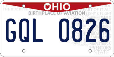OH license plate GQL0826