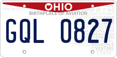 OH license plate GQL0827