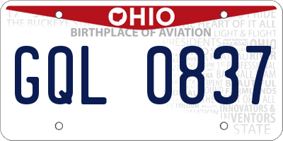 OH license plate GQL0837