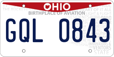 OH license plate GQL0843