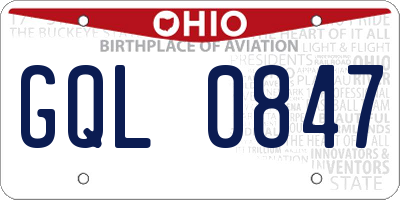 OH license plate GQL0847