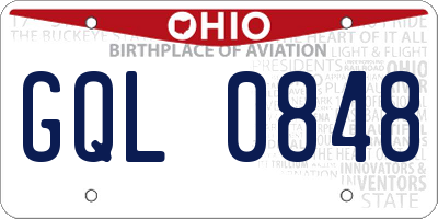 OH license plate GQL0848