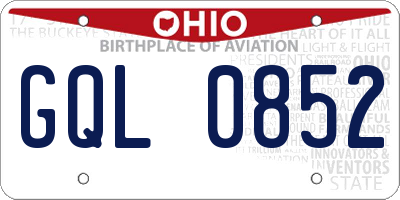OH license plate GQL0852