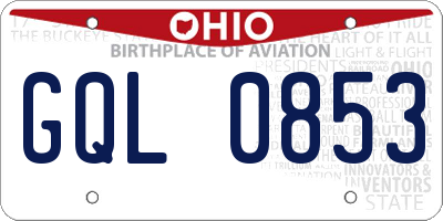 OH license plate GQL0853