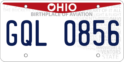 OH license plate GQL0856
