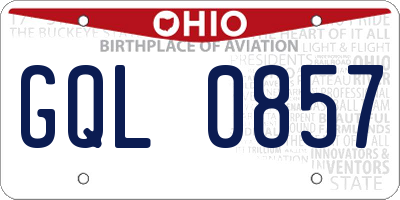 OH license plate GQL0857