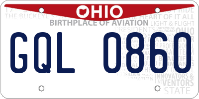 OH license plate GQL0860