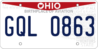 OH license plate GQL0863