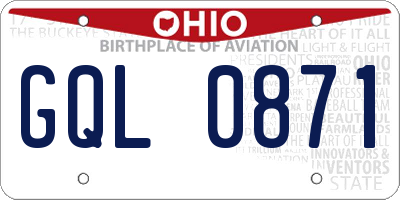 OH license plate GQL0871