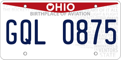 OH license plate GQL0875