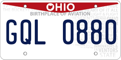 OH license plate GQL0880