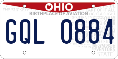 OH license plate GQL0884