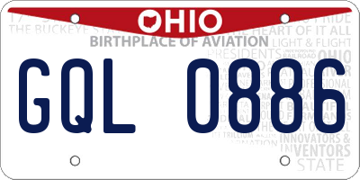 OH license plate GQL0886