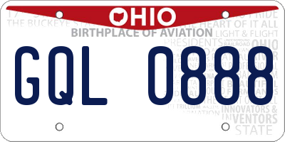 OH license plate GQL0888