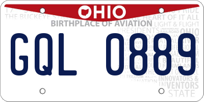 OH license plate GQL0889