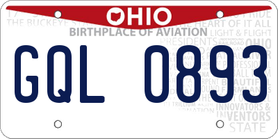 OH license plate GQL0893