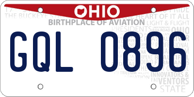 OH license plate GQL0896