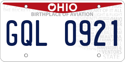 OH license plate GQL0921