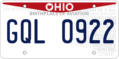 OH license plate GQL0922