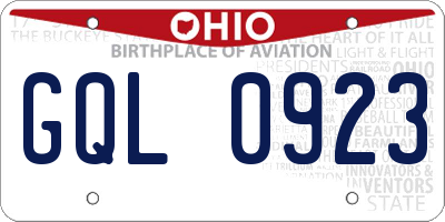 OH license plate GQL0923