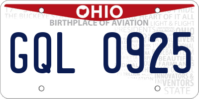OH license plate GQL0925