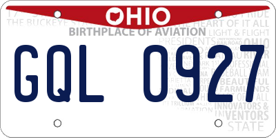 OH license plate GQL0927