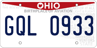 OH license plate GQL0933