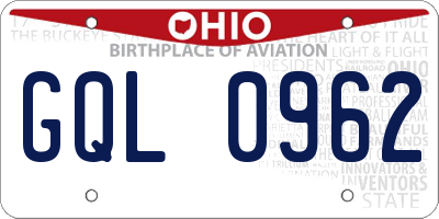 OH license plate GQL0962