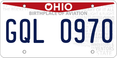 OH license plate GQL0970