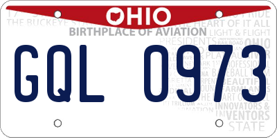 OH license plate GQL0973