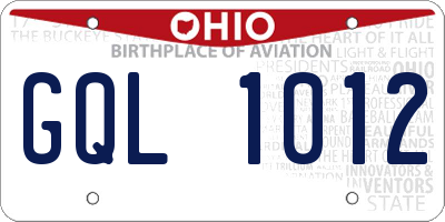 OH license plate GQL1012