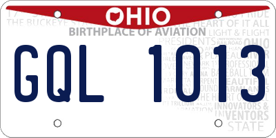 OH license plate GQL1013