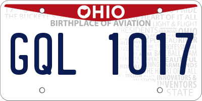OH license plate GQL1017