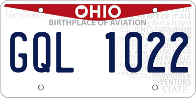 OH license plate GQL1022