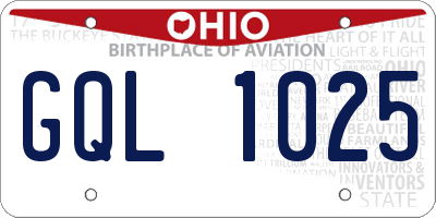 OH license plate GQL1025