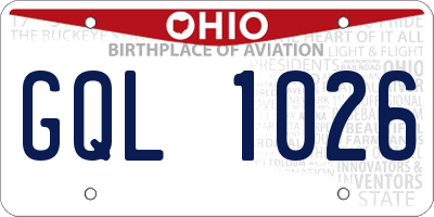 OH license plate GQL1026