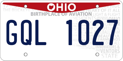 OH license plate GQL1027