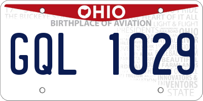 OH license plate GQL1029