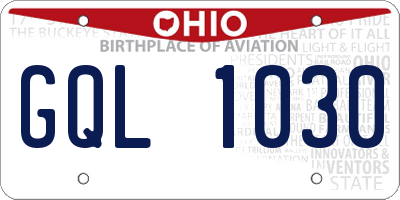OH license plate GQL1030