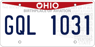 OH license plate GQL1031