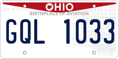 OH license plate GQL1033