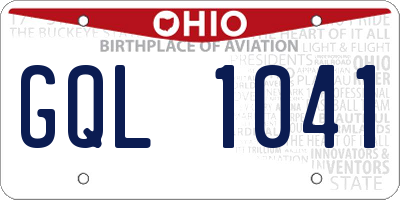 OH license plate GQL1041