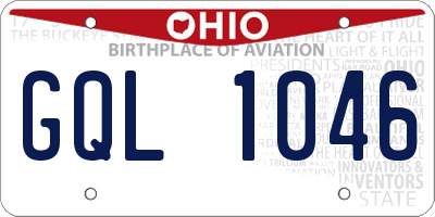 OH license plate GQL1046
