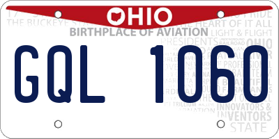 OH license plate GQL1060