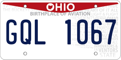 OH license plate GQL1067