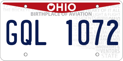 OH license plate GQL1072